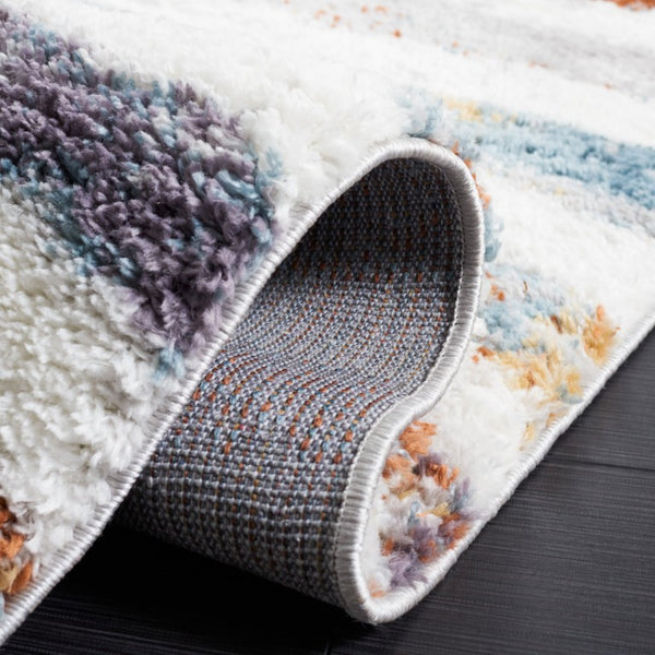 Safavieh Berber Shag Power Loomed Plush Rug in Earthy Blue Rust and Ivory for Living Rooms 3'-0" x 5'-0" BER583A-3