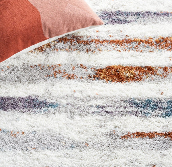 Safavieh Berber Shag Power Loomed Plush Rug in Earthy Blue Rust and Ivory for Living Rooms 6'-0" x 9'-0" BER583A-6
