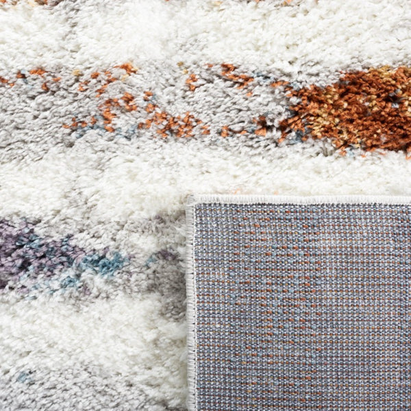 Safavieh Berber Shag Power Loomed Plush Rug in Earthy Blue Rust and Ivory for Living Rooms 6'-0" x 9'-0" BER583A-6