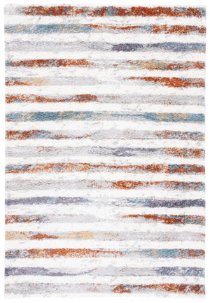 Safavieh Berber Shag Power Loomed Plush Rug in Earthy Blue Rust and Ivory for Living Rooms 6'-0" x 9'-0" BER583A-6