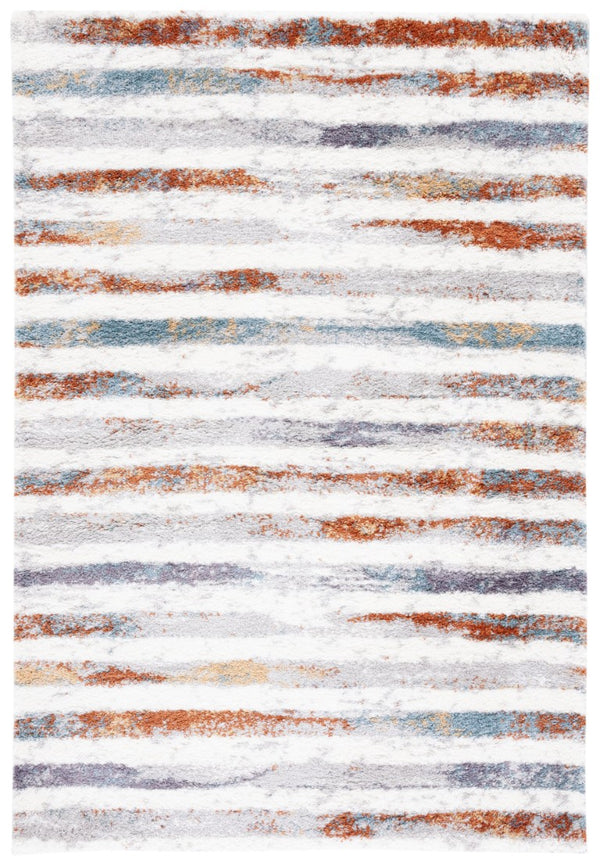 Safavieh Berber Shag Power Loomed Plush Rug in Earthy Blue Rust and Ivory for Living Rooms 6'-0" x 9'-0" BER583A-6