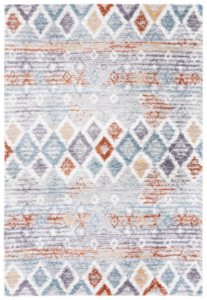 Safavieh Berber Shag 585 Flat Weave Polyester Shag - Contemporary Rug Blue Rust / Ivory BER585A-8SQ