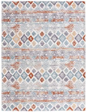 Safavieh Berber Exquisite Area Rug - Plush Shag Design, Modern Geometric Pattern, Durable & Stylish Home Accent Blue Rust ,Ivory Polyester Pile Ber585a-68