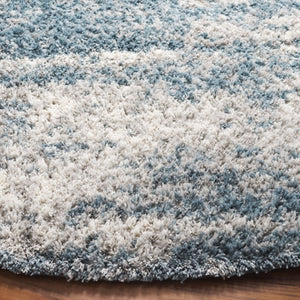 Safavieh Berber Shag Power Loomed Ivory Blue Area Rug Deep Pile Oversized Living Room Accent 3'-0" x 3'-0" - A BER586M-3R
