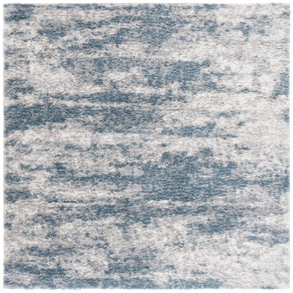 Safavieh Berber Shag Power Loomed Ivory Blue Area Rug Deep Pile Oversized Living Room Accent 3'-0" x 3'-0" - B BER586M-3SQ