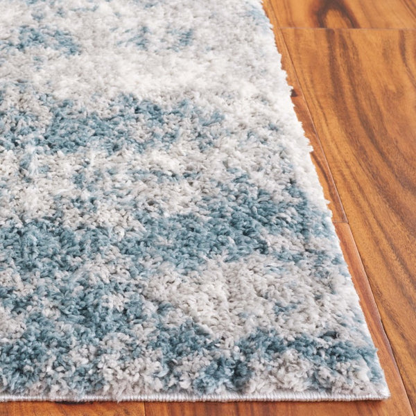 Safavieh Berber Shag Power Loomed Ivory Blue Area Rug Deep Pile Oversized Living Room Accent 3'-0" x 5'-0" BER586M-3