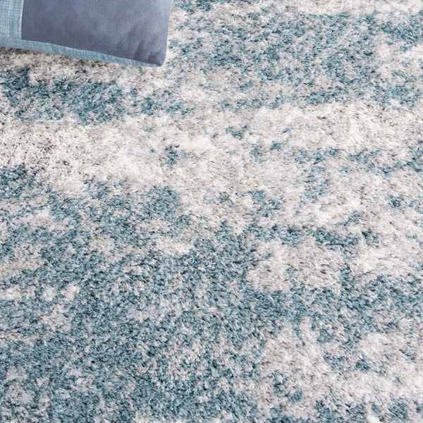 Safavieh Berber Shag Area Rug - Luxurious Polyester Pile, Soft Texture, Perfect For Modern Home Décor Ivory ,Blue Polyester Pile Ber586m-7r