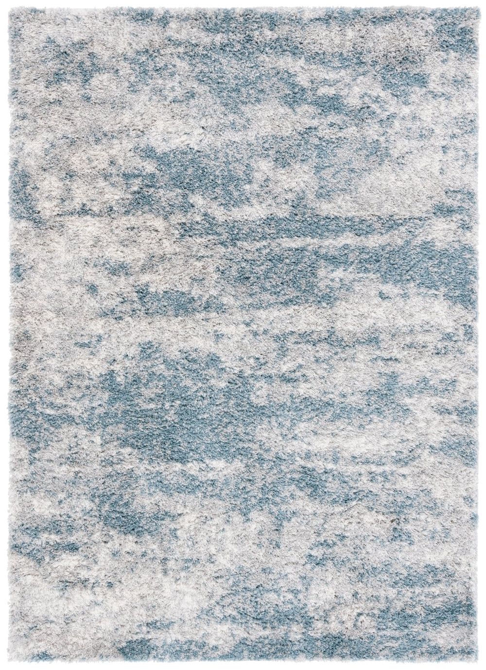 Safavieh Berber Shag Area Rug - Luxurious Polyester Pile, Soft Texture, Perfect For Modern Home Décor Ivory ,Blue Polyester Pile Ber586m-7r