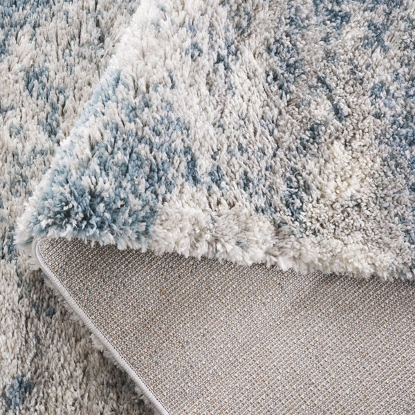 Safavieh Berber Shag Power Loomed Ivory Blue Area Rug Deep Pile Oversized Living Room Accent 6'-0" x 9'-0" BER586M-6