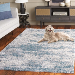 Safavieh Berber Shag Power Loomed Ivory Blue Area Rug Deep Pile Oversized Living Room Accent 6'-0" x 9'-0" BER586M-6