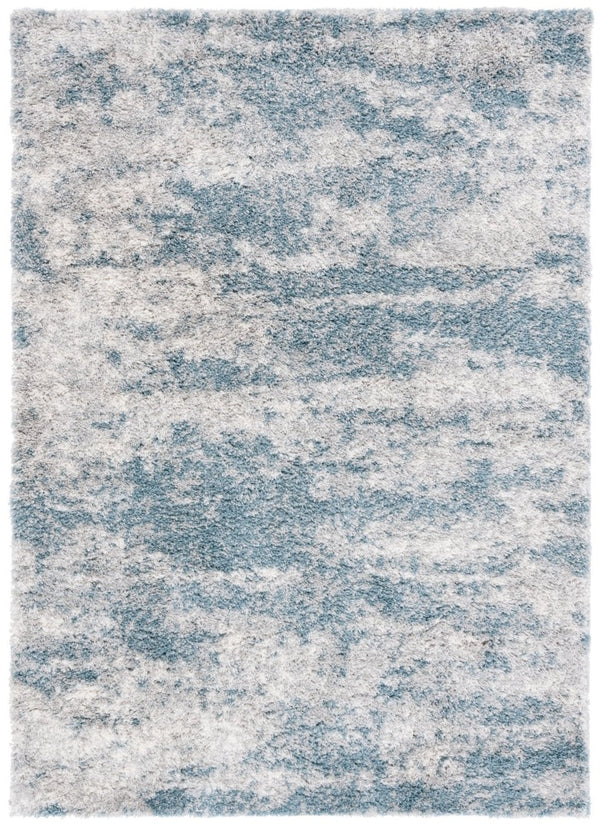 Safavieh Berber Shag Power Loomed Ivory Blue Area Rug Deep Pile Oversized Living Room Accent 6'-0" x 9'-0" BER586M-6
