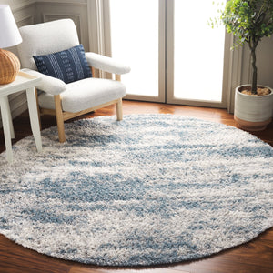 Safavieh Berber Shag Area Rug - Luxurious Polyester Pile, Soft Texture, Perfect For Modern Home Décor Ivory ,Blue Polyester Pile Ber586m-7r