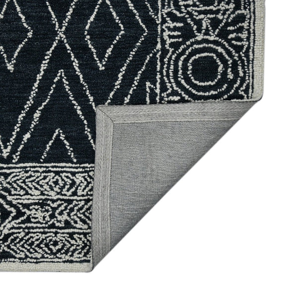 Amer Rugs Berlin Farmhouse Geometric Hand-hooked Wool Area Rug – Trendy Style For Timeless Home Elegance Charcoal,White Wool Ber60203