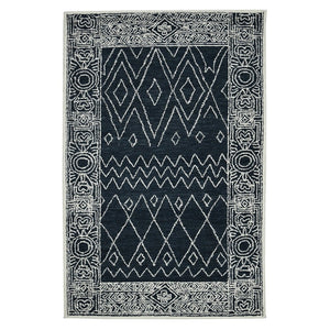 Amer Rugs Berlin Farmhouse Geometric Hand-hooked Wool Area Rug – Trendy Style For Timeless Home Elegance Charcoal,White Wool Ber60203