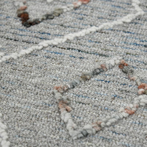 AMER Rugs Berlin Tania BER-7 Hand-Hooked Handmade Wool Farmhouse Geometric Rug Light Gray 8' x 10'