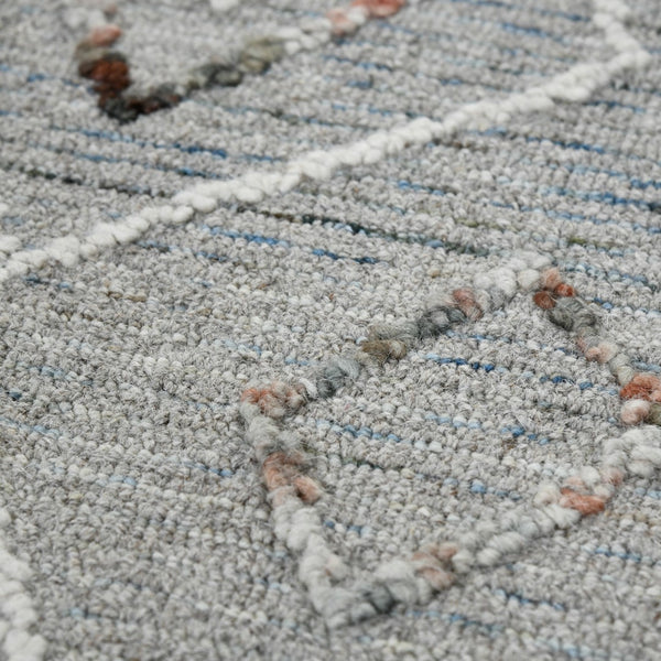 AMER Rugs Berlin Tania BER-7 Hand-Hooked Handmade Wool Farmhouse Geometric Rug Light Gray 8' x 10'
