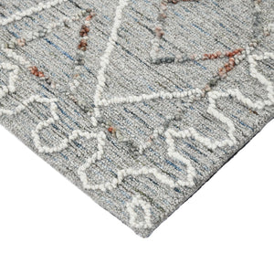 AMER Rugs Berlin Tania BER-7 Hand-Hooked Handmade Wool Farmhouse Geometric Rug Light Gray 8' x 10'