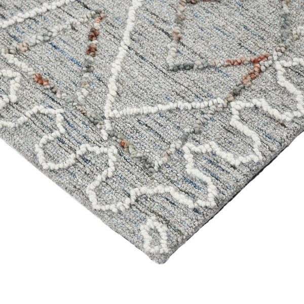 AMER Rugs Berlin Tania BER-7 Hand-Hooked Handmade Wool Farmhouse Geometric Rug Light Gray 8' x 10'