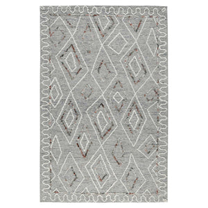 AMER Rugs Berlin Tania BER-7 Hand-Hooked Handmade Wool Farmhouse Geometric Rug Light Gray 8' x 10'