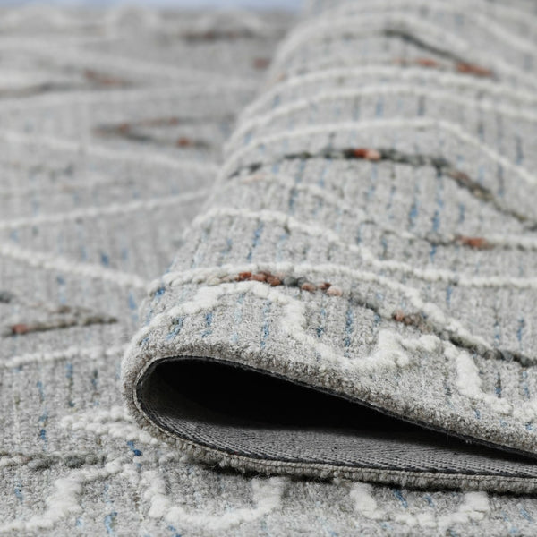 AMER Rugs Berlin Tania BER-7 Hand-Hooked Handmade Wool Farmhouse Geometric Rug Light Gray 8' x 10'