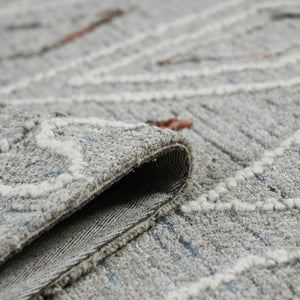 AMER Rugs Berlin Tania BER-7 Hand-Hooked Handmade Wool Farmhouse Geometric Rug Light Gray 8' x 10'