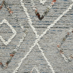 AMER Rugs Berlin Tania BER-7 Hand-Hooked Handmade Wool Farmhouse Geometric Rug Light Gray 8' x 10'