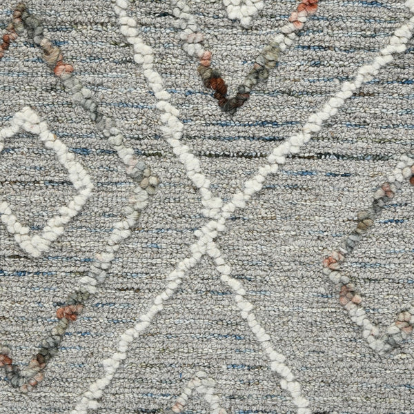 AMER Rugs Berlin Tania BER-7 Hand-Hooked Handmade Wool Farmhouse Geometric Rug Light Gray 8' x 10'