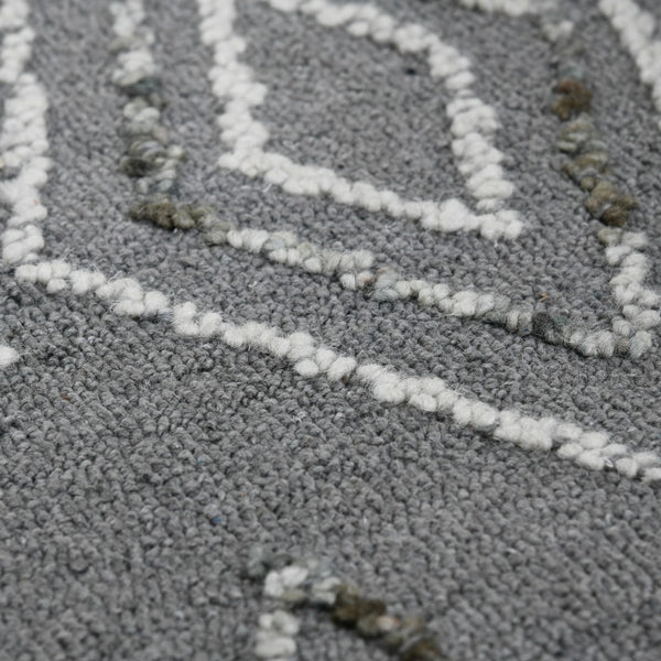 AMER Rugs Berlin Tania BER-8 Hand-Hooked Handmade Wool Farmhouse Geometric Rug Dark Gray 8' x 10'