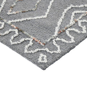AMER Rugs Berlin Tania BER-8 Hand-Hooked Handmade Wool Farmhouse Geometric Rug Dark Gray 8' x 10'
