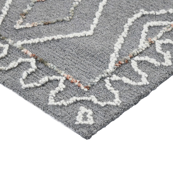 AMER Rugs Berlin Tania BER-8 Hand-Hooked Handmade Wool Farmhouse Geometric Rug Dark Gray 8' x 10'