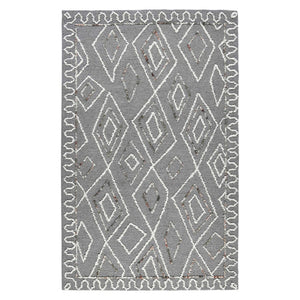 AMER Rugs Berlin Tania BER-8 Hand-Hooked Handmade Wool Farmhouse Geometric Rug Dark Gray 8' x 10'