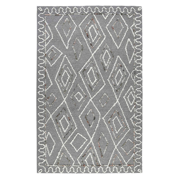 AMER Rugs Berlin Tania BER-8 Hand-Hooked Handmade Wool Farmhouse Geometric Rug Dark Gray 8' x 10'