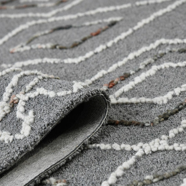 AMER Rugs Berlin Tania BER-8 Hand-Hooked Handmade Wool Farmhouse Geometric Rug Dark Gray 8' x 10'