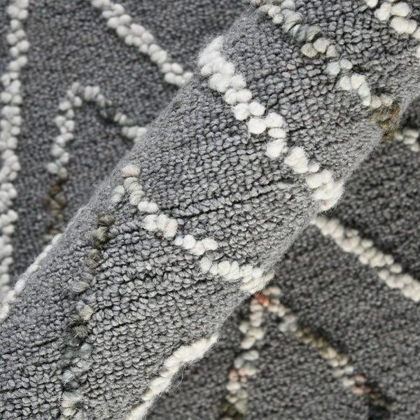 AMER Rugs Berlin Tania BER-8 Hand-Hooked Handmade Wool Farmhouse Geometric Rug Dark Gray 8' x 10'