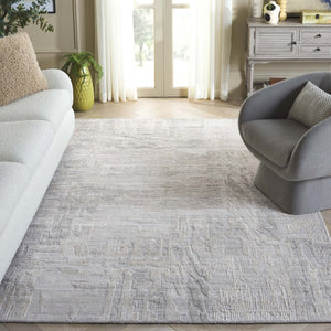 Safavieh Bedford Hand-Loomed Abstract Area Rug in Viscose Wool Blend for Large Living Rooms Grey Ivory 6'-0" x 9'-0" BFD101A-6