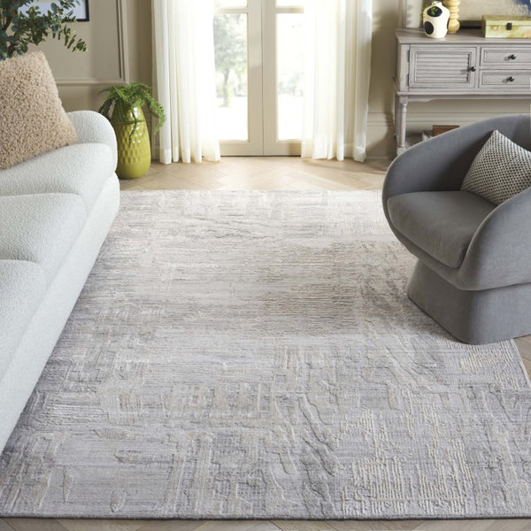 Safavieh Bedford Hand-Loomed Abstract Area Rug in Viscose Wool Blend for Large Living Rooms Grey Ivory 6'-0" x 9'-0" BFD101A-6