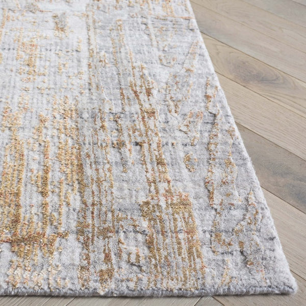 Safavieh Bedford Hand-Loomed Abstract Area Rug in Viscose Wool Blend for Large Living Rooms Grey Gold 10'-0" x 14'-0" BFD101D-10