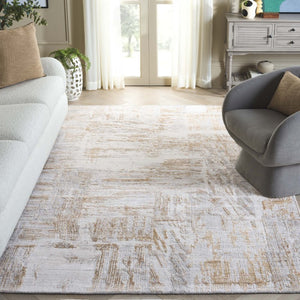 Safavieh Bedford Hand-Loomed Abstract Area Rug in Viscose Wool Blend for Large Living Rooms Grey Gold 6'-0" x 9'-0" BFD101D-6