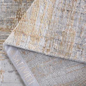 Safavieh Bedford Hand-Loomed Abstract Area Rug in Viscose Wool Blend for Large Living Rooms Grey Gold 6'-0" x 9'-0" BFD101D-6
