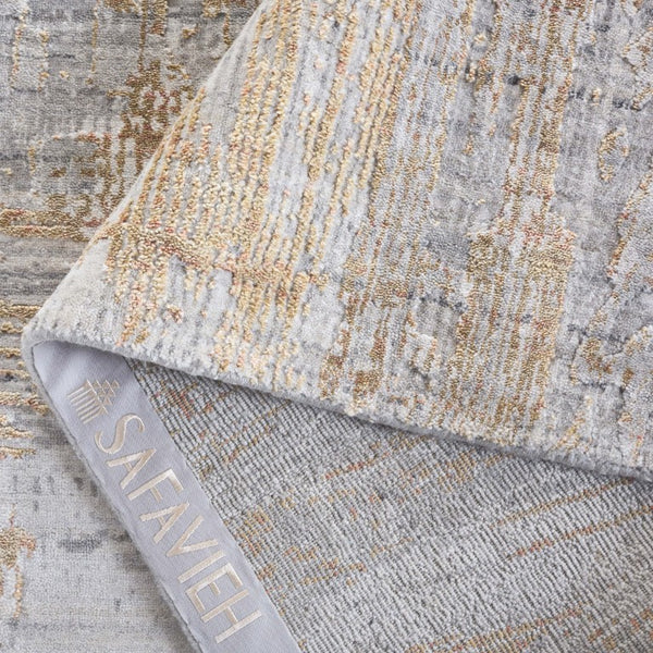 Safavieh Bedford Hand-Loomed Abstract Area Rug in Viscose Wool Blend for Large Living Rooms Grey Gold 6'-0" x 9'-0" BFD101D-6