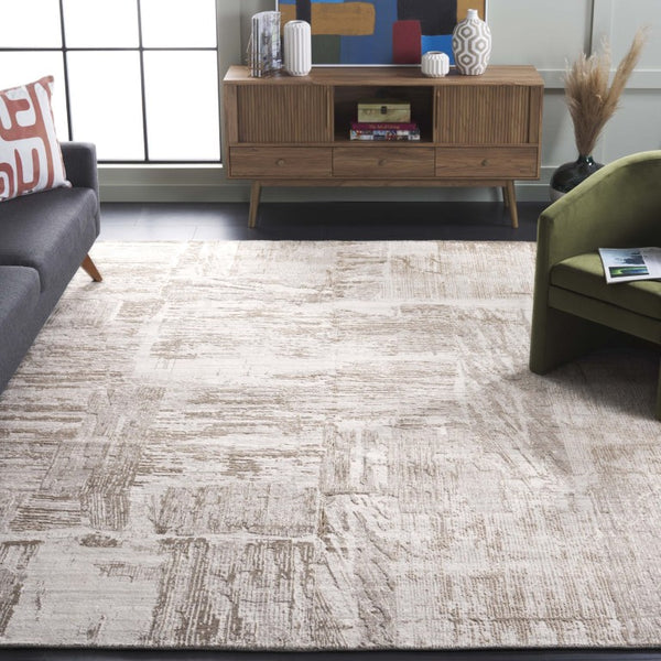 Safavieh Bedford Hand-Loomed Abstract Area Rug in Viscose Wool Blend for Large Living Rooms Grey Taupe 10'-0" x 14'-0" BFD101E-10