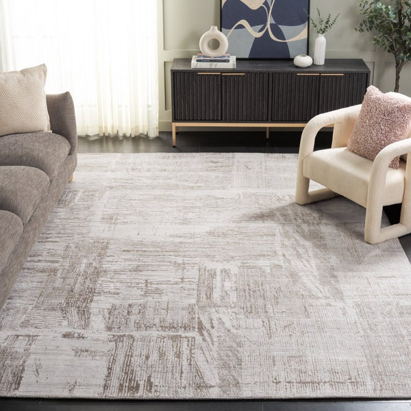 Safavieh Bedford Hand-Loomed Abstract Area Rug in Viscose Wool Blend for Large Living Rooms Grey Taupe 10'-0" x 14'-0" BFD101E-10