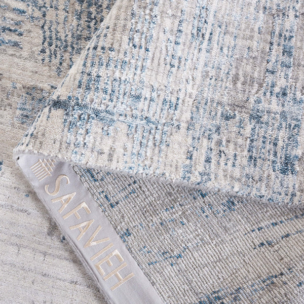 Safavieh Bedford Luxurious Grey Ivory Area Rug - Soft Viscose, Wool & Cotton Blend For Elegant Spaces Grey ,Blue 60% Viscose,20% Wool,20% Cotton Bfd101m-8