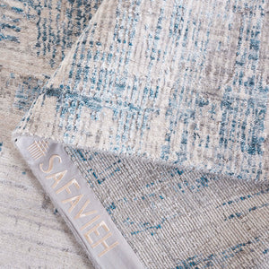 Safavieh Bedford Elegant Area Rug - Hand Loomed Abstract Design For Contemporary Living Spaces, Soft & Stylish Grey ,Blue 60% Viscose,20% Wool,20% Cotton Bfd101m-9
