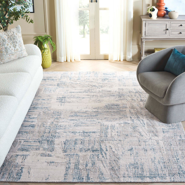Safavieh Bedford Elegant Area Rug - Hand Loomed Abstract Design For Contemporary Living Spaces, Soft & Stylish Grey ,Blue 60% Viscose,20% Wool,20% Cotton Bfd101m-9