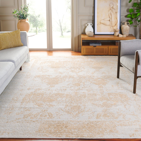 Safavieh Bedford Luxurious Area Rug - Elegant Beige And Gold Design, Perfect For Home Décor And Style Beige ,Gold 60% Viscose,20% Wool,And 20% Cotton Bfd102d-9