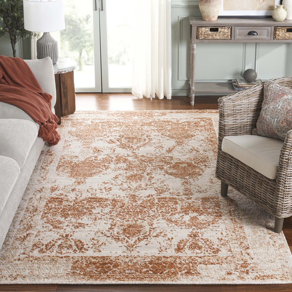Safavieh Bedford Luxurious Area Rug - Elegant Beige And Gold Design, Perfect For Home Décor And Style Beige ,Rust 60% Viscose,20% Wool,And 20% Cotton Bfd102p-8