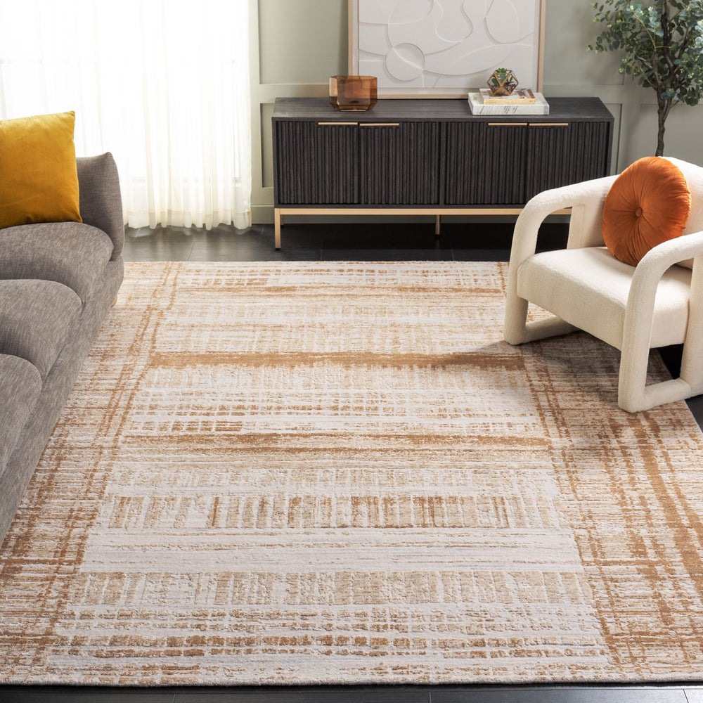 Safavieh Bedford 8x10 Beige Gold Area Rug - Hand Loomed Elegance For Sophisticated Home Decor & Comfort Beige ,Gold 60% Viscose,20% Wool,And 20% Cotton Bfd104b-8