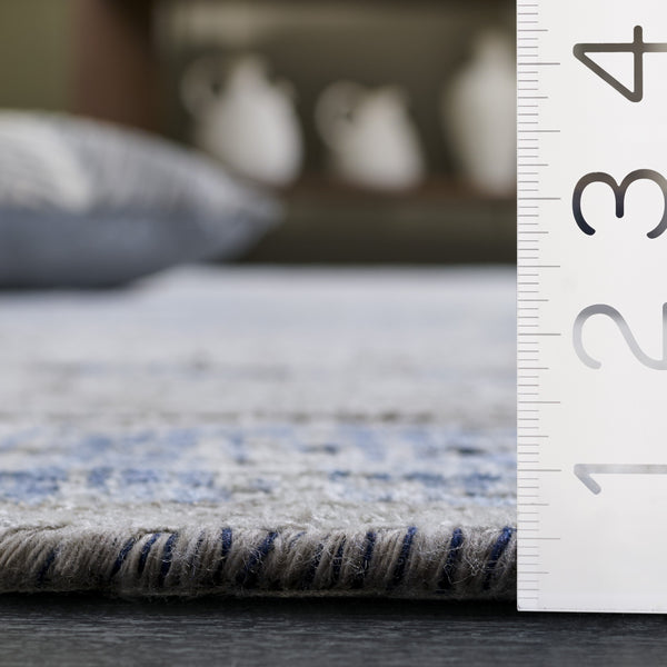 Safavieh Bedford Hand-Loomed 6X9 Grey-Blue Area Rug — Low Pile Distressed Texture, Viscose-Cotton-Wool Blend BFD201M-6