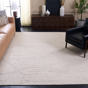 Safavieh Bedford Hand Loomed Neutral Area Rug Low Pile Artisan Wool Blend for Modern Interiors Light Beige 9'-0" x 12'-0" BFD301A-9